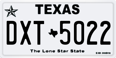 TX license plate DXT5022