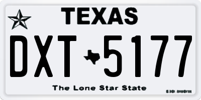 TX license plate DXT5177