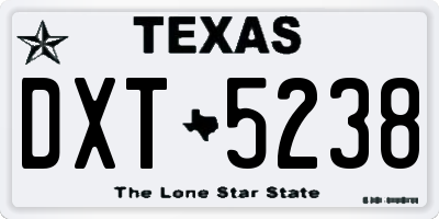 TX license plate DXT5238