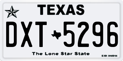 TX license plate DXT5296