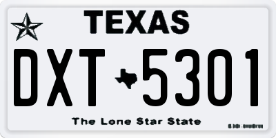 TX license plate DXT5301