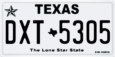 TX license plate DXT5305