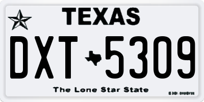 TX license plate DXT5309
