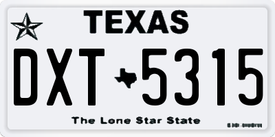 TX license plate DXT5315