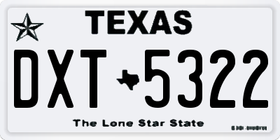 TX license plate DXT5322