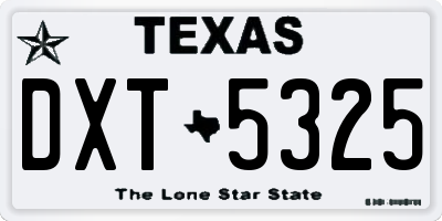 TX license plate DXT5325