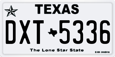 TX license plate DXT5336