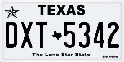 TX license plate DXT5342