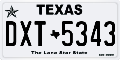 TX license plate DXT5343