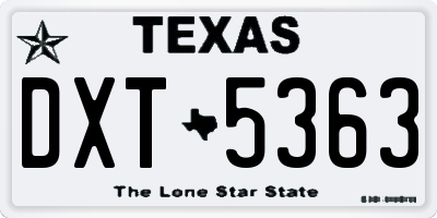 TX license plate DXT5363