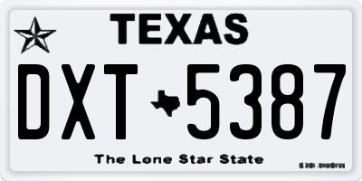 TX license plate DXT5387