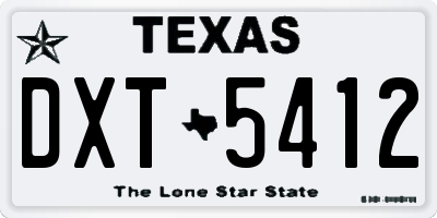 TX license plate DXT5412