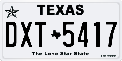 TX license plate DXT5417