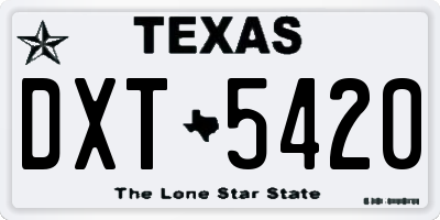 TX license plate DXT5420