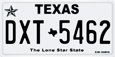 TX license plate DXT5462