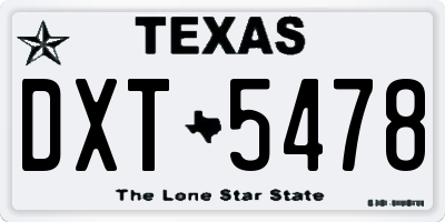 TX license plate DXT5478