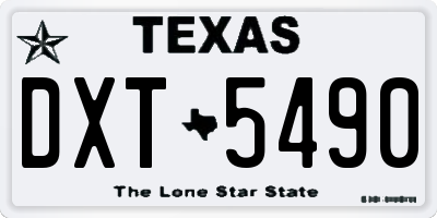 TX license plate DXT5490