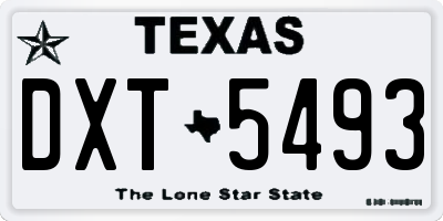 TX license plate DXT5493
