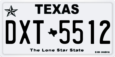 TX license plate DXT5512