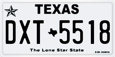 TX license plate DXT5518