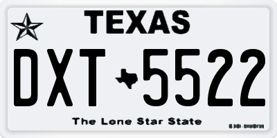 TX license plate DXT5522
