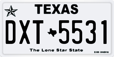 TX license plate DXT5531