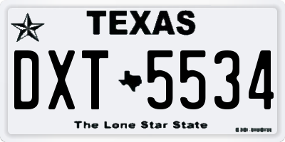 TX license plate DXT5534