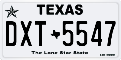 TX license plate DXT5547