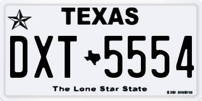 TX license plate DXT5554
