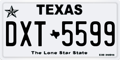 TX license plate DXT5599