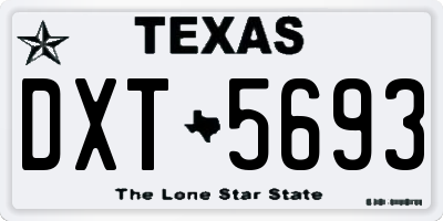 TX license plate DXT5693