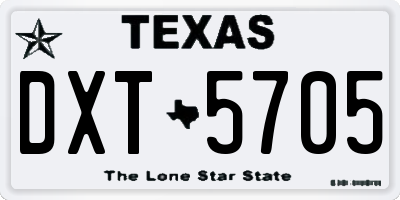 TX license plate DXT5705