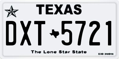 TX license plate DXT5721