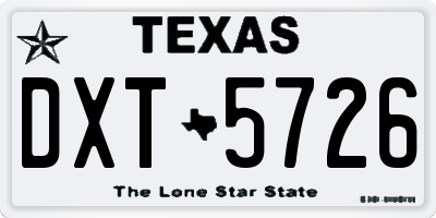 TX license plate DXT5726