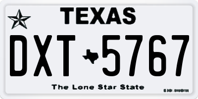 TX license plate DXT5767