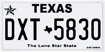 TX license plate DXT5830