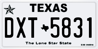 TX license plate DXT5831