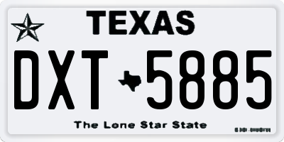TX license plate DXT5885