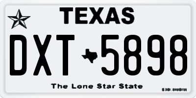 TX license plate DXT5898