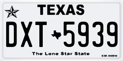 TX license plate DXT5939