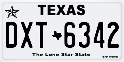 TX license plate DXT6342
