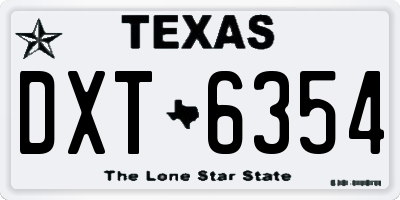TX license plate DXT6354