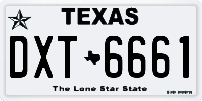 TX license plate DXT6661
