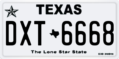 TX license plate DXT6668