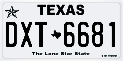 TX license plate DXT6681