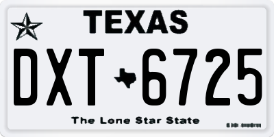 TX license plate DXT6725