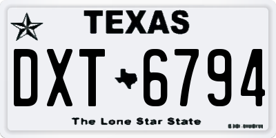 TX license plate DXT6794