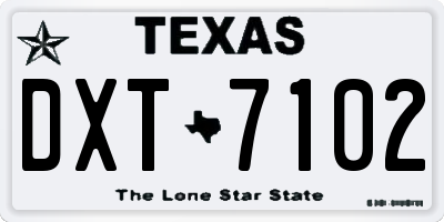 TX license plate DXT7102