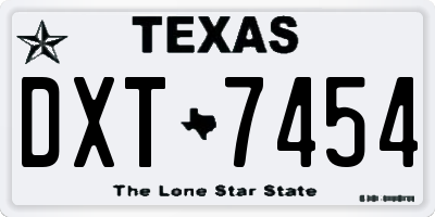 TX license plate DXT7454