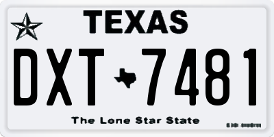 TX license plate DXT7481